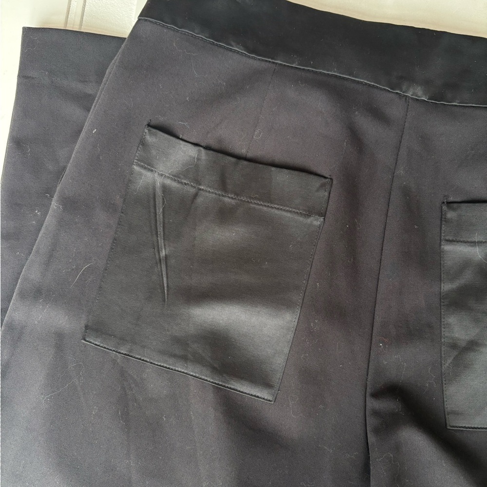 NWT Zara Dress Pants Asymmetrical Waist with Satin Trim Black Size XS - Picture 7 of 9